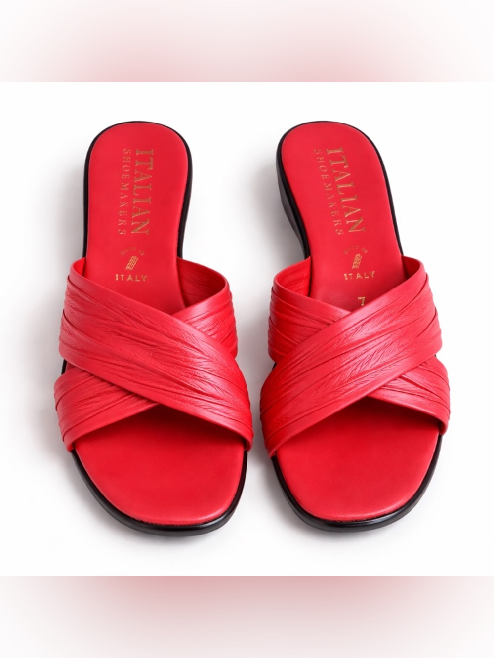 ITALIAN Leather Pink Slide Sandals Made Italy Flat Minimal Luxe